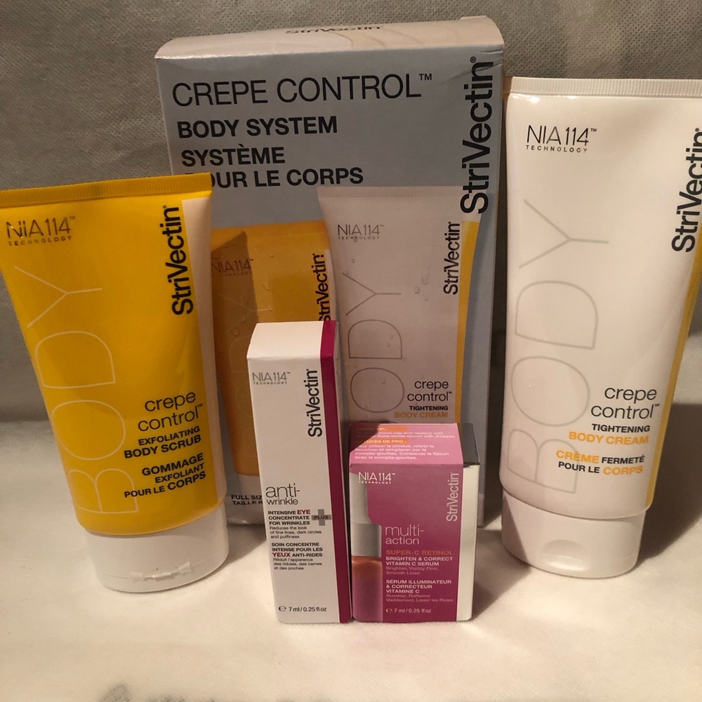 NWT in box 4 piece StriVectin face and full size Crepe Control body care set